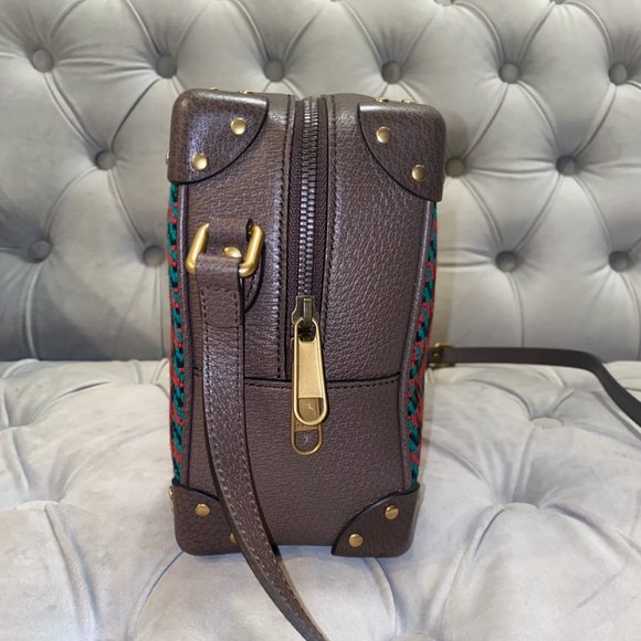 RARE! Gucci Houndstooth And Stripe Shoulder Bag Red & Green NEW W DUSTBAG - Picture 9 of 10